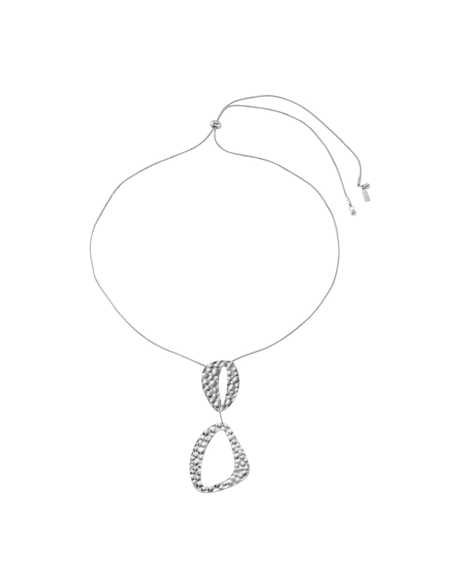 RAGNA Waterproof Silver Stainless Steel Original Simple Necklace - Adjustable Chain & Hammered Finish - DANSK Copenhagen