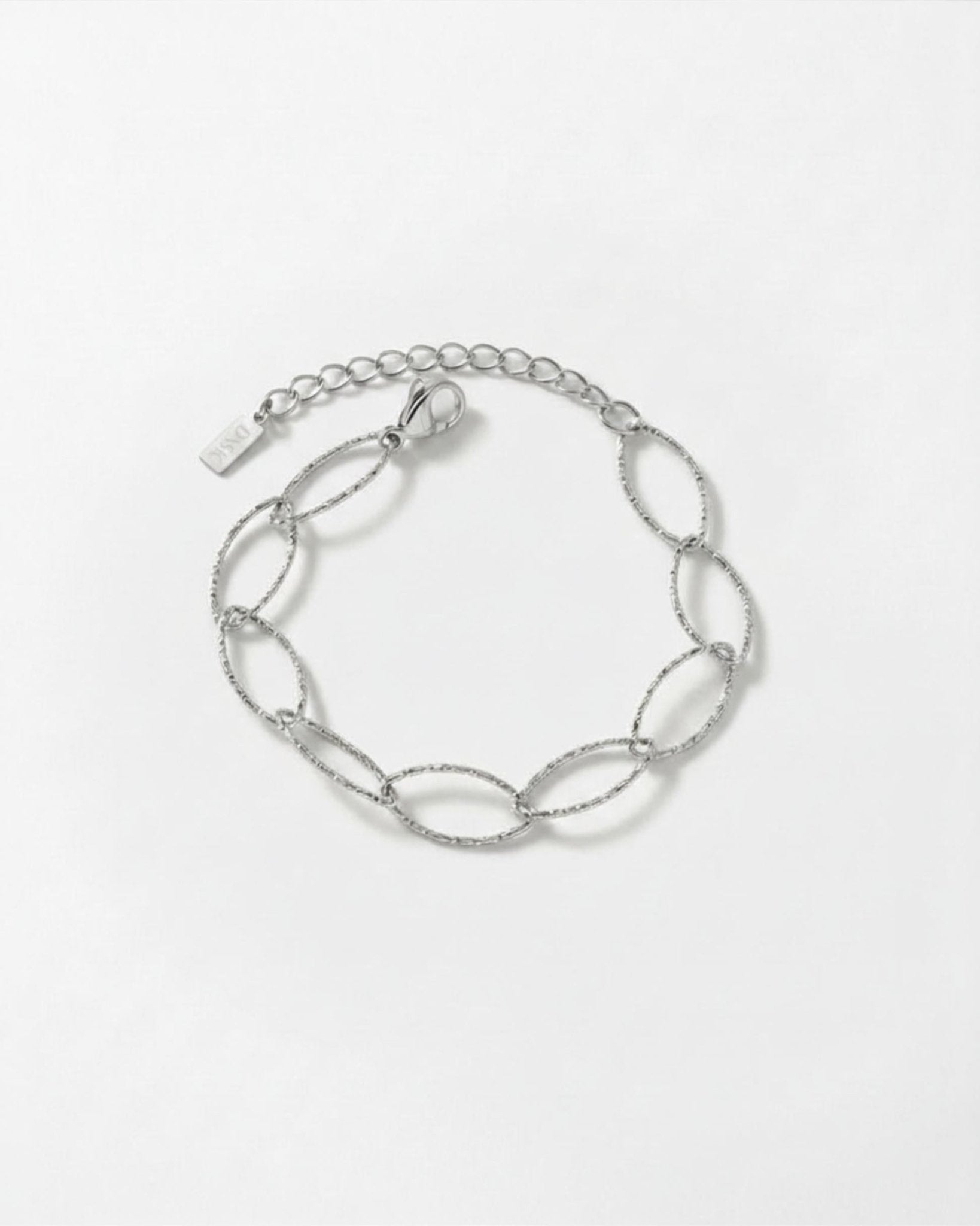 RAGNA Waterproof Silver Stainless Steel Oval Link Bracelet - Structured Finish - DANSK Copenhagen