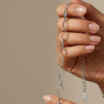 RAGNA Waterproof Silver Stainless Steel Oval Link Bracelet - Structured Finish - DANSK Copenhagen