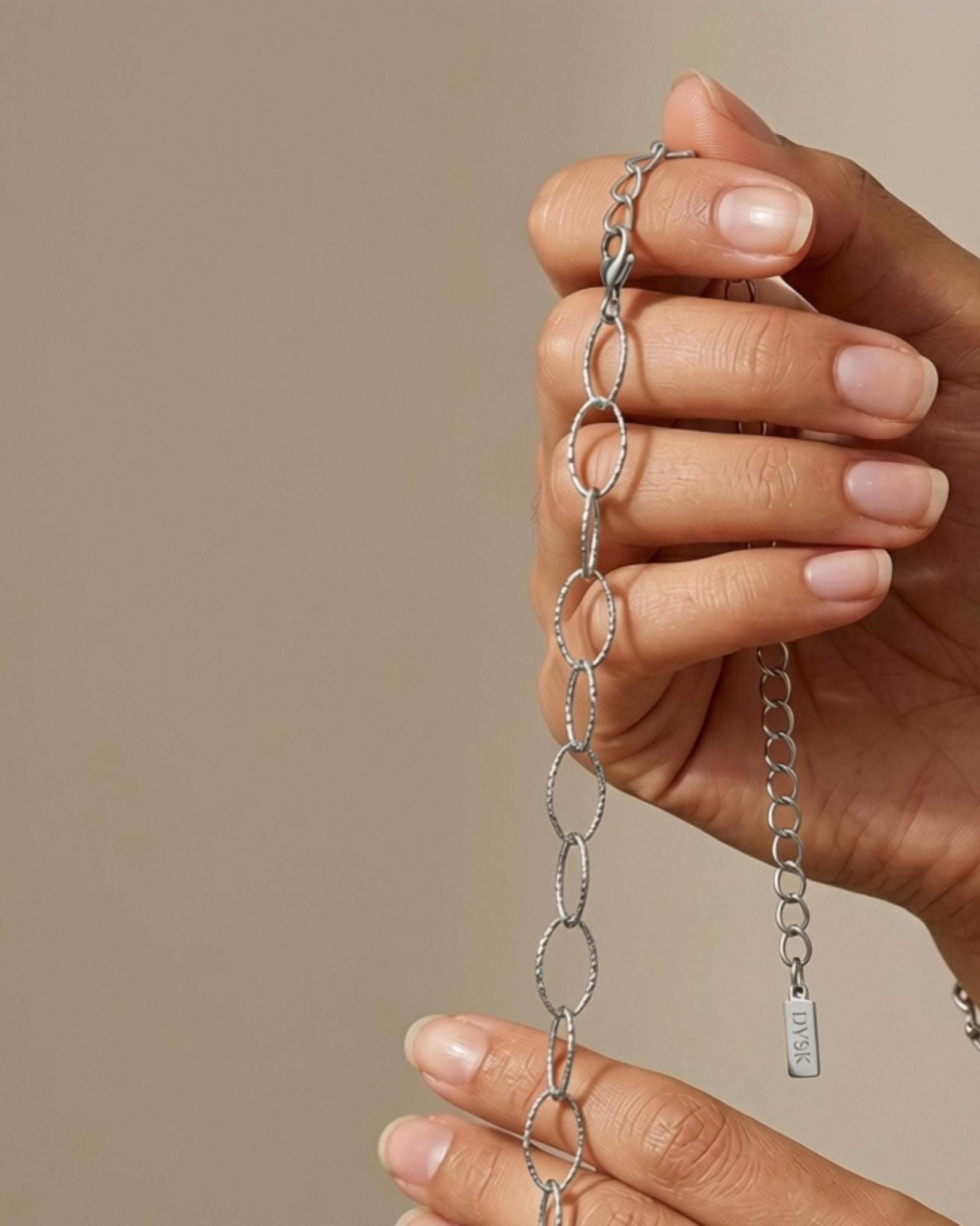 RAGNA Waterproof Silver Stainless Steel Oval Link Bracelet - Structured Finish - DANSK Copenhagen