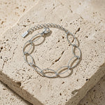RAGNA Waterproof Silver Stainless Steel Oval Link Bracelet - Structured Finish - DANSK Copenhagen