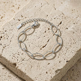 RAGNA Waterproof Silver Stainless Steel Oval Link Bracelet - Structured Finish - DANSK Copenhagen