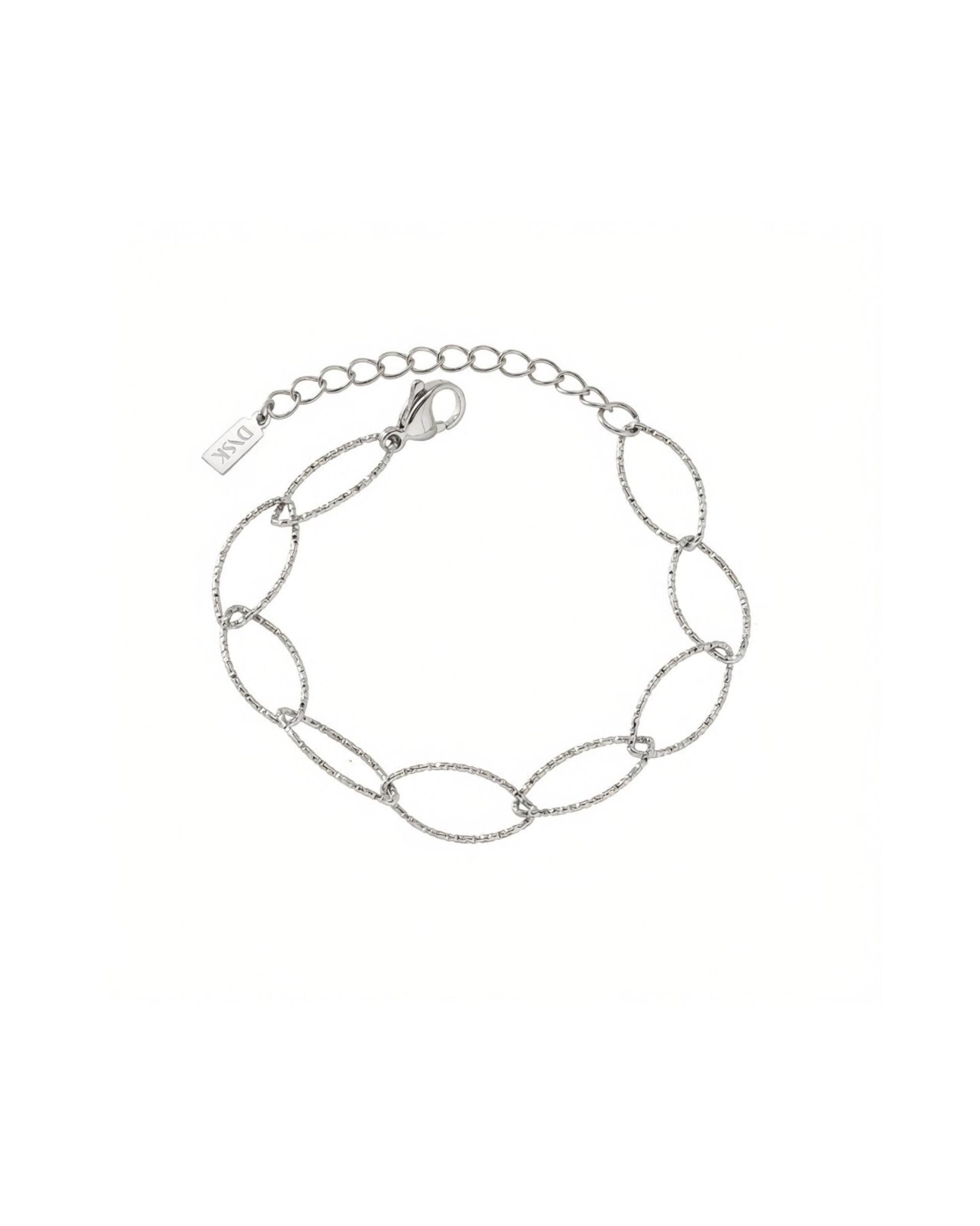RAGNA Waterproof Silver Stainless Steel Oval Link Bracelet - Structured Finish - DANSK Copenhagen