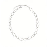 RAGNA Waterproof Silver Stainless Steel Oval Link Necklace - Structured Finish - DANSK Copenhagen