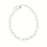 RAGNA Waterproof Silver Stainless Steel Oval Link Necklace - Structured Finish - DANSK Copenhagen