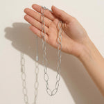 RAGNA Waterproof Silver Stainless Steel Oval Link Necklace - Structured Finish - DANSK Copenhagen