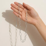 RAGNA Waterproof Silver Stainless Steel Oval Link Necklace - Structured Finish - DANSK Copenhagen