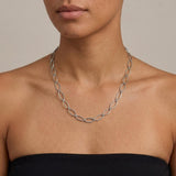 RAGNA Waterproof Silver Stainless Steel Oval Link Necklace - Structured Finish - DANSK Copenhagen