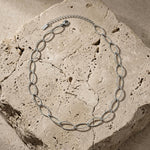 RAGNA Waterproof Silver Stainless Steel Oval Link Necklace - Structured Finish - DANSK Copenhagen