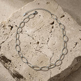 RAGNA Waterproof Silver Stainless Steel Oval Link Necklace - Structured Finish - DANSK Copenhagen