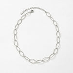 RAGNA Waterproof Silver Stainless Steel Oval Link Necklace - Structured Finish - DANSK Copenhagen