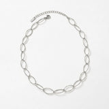 RAGNA Waterproof Silver Stainless Steel Oval Link Necklace - Structured Finish - DANSK Copenhagen