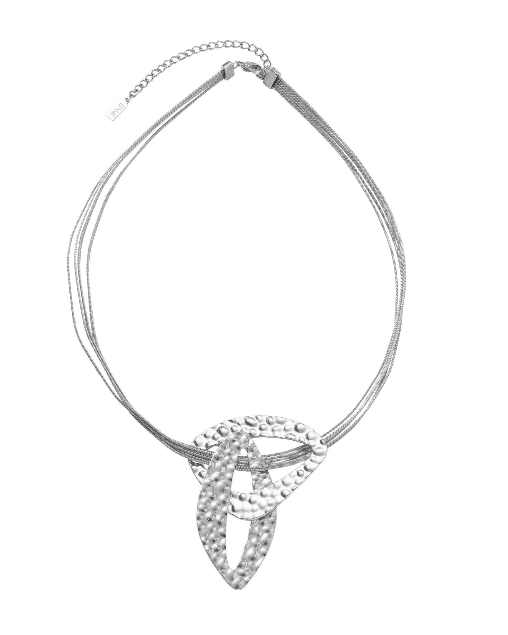 RAGNA Waterproof Silver Stainless Steel Short Statement Necklace - Hammered/Polished Finish - DANSK Copenhagen