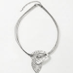 RAGNA Waterproof Silver Stainless Steel Short Statement Necklace - Hammered/Polished Finish - DANSK Copenhagen