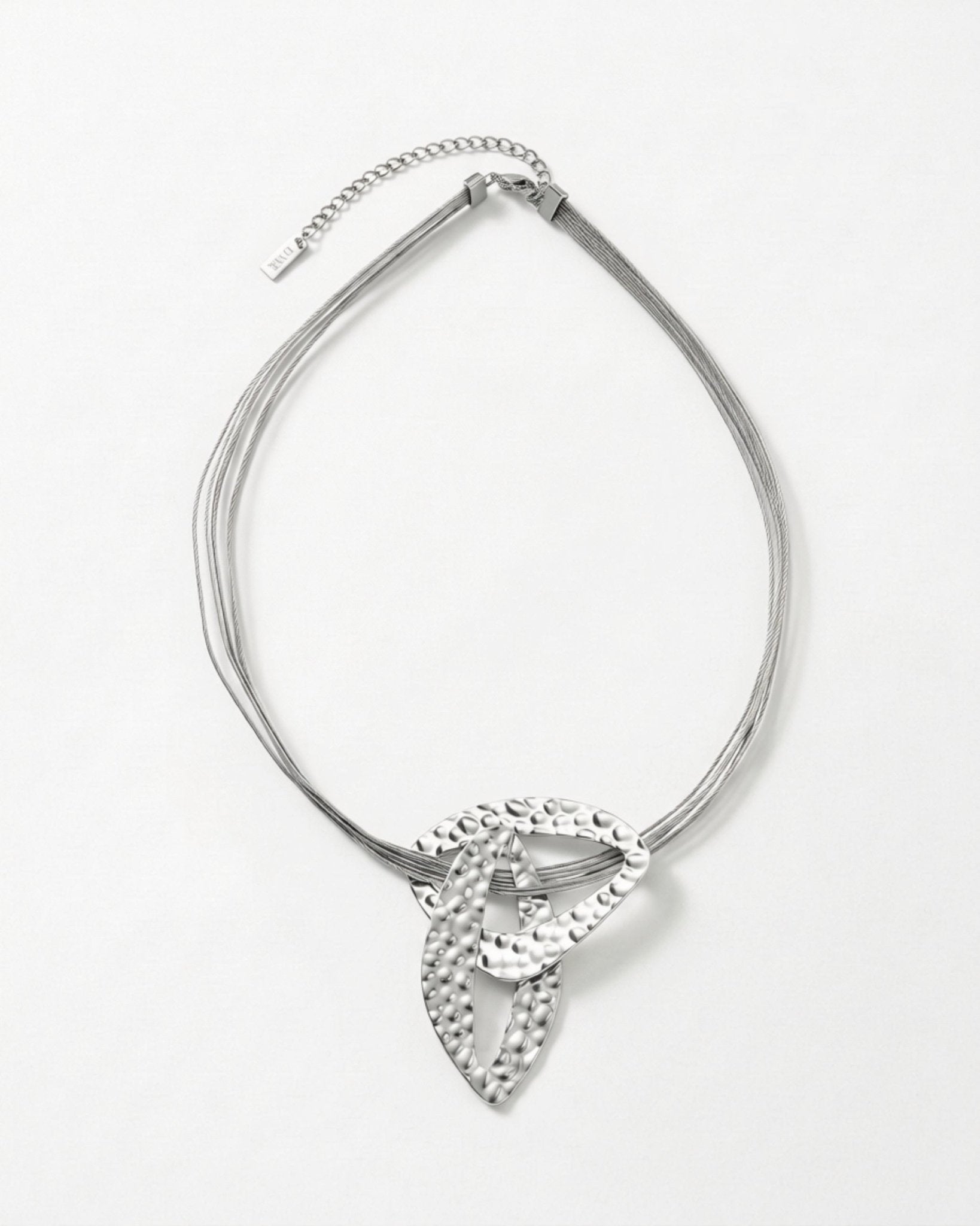 RAGNA Waterproof Silver Stainless Steel Short Statement Necklace - Hammered/Polished Finish - DANSK Copenhagen
