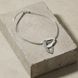 RAGNA Waterproof Silver Stainless Steel Short Statement Necklace - Hammered/Polished Finish - DANSK Copenhagen