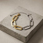 SELMA Waterproof 18K Gold Plated Duo Tone Bracelet – Brushed/Sanded Stainless Steel - DANSK Copenhagen