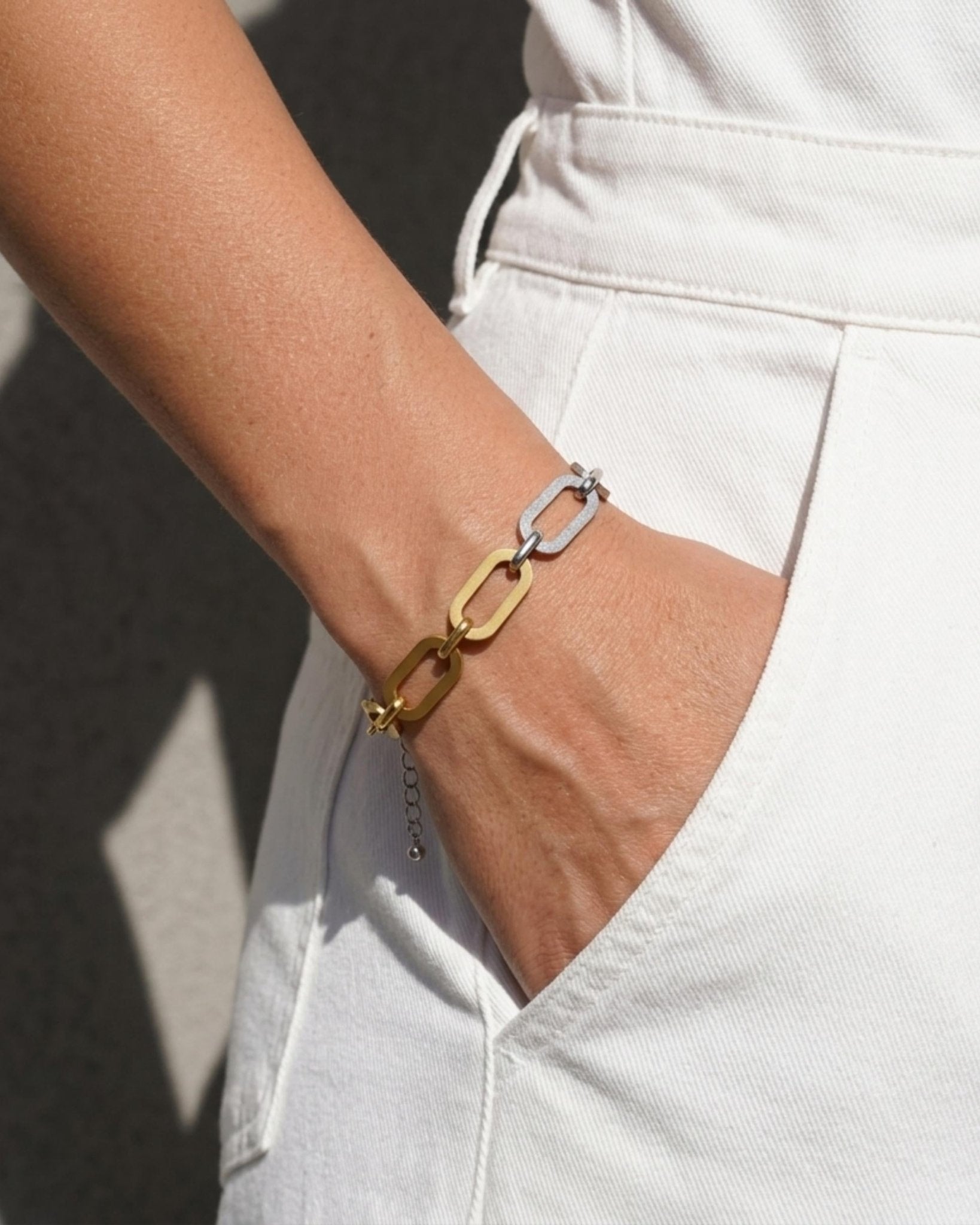 SELMA Waterproof 18K Gold Plated Duo Tone Bracelet – Brushed/Sanded Stainless Steel - DANSK Copenhagen