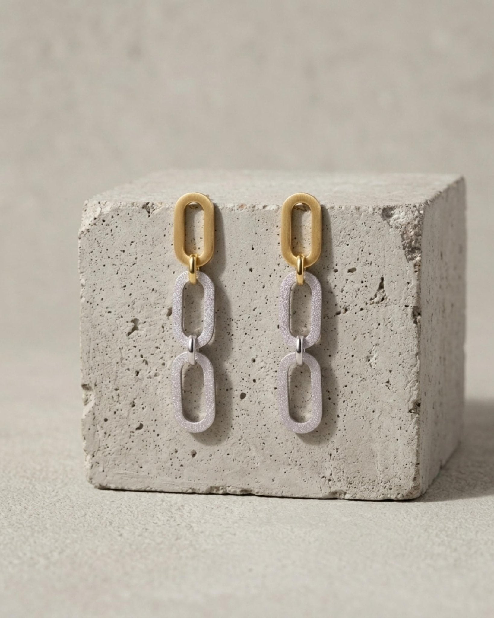 SELMA Waterproof 18K Gold Plated Duo Tone Earrings – Brushed/Sanded Stainless Steel - DANSK Copenhagen