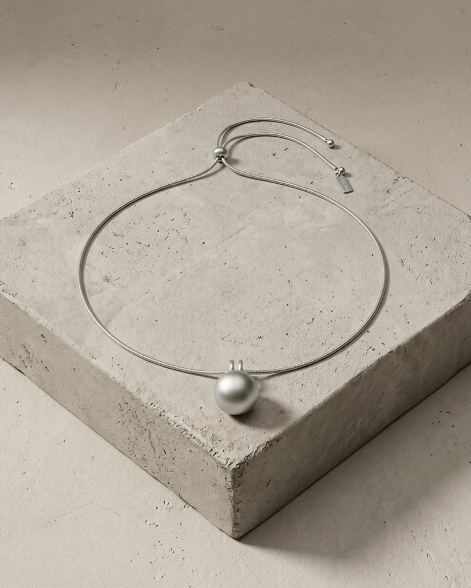 SIGNE Waterproof Silver Stainless Steel Necklace - Adjustable Chain & Sanded Finish - DANSK Copenhagen