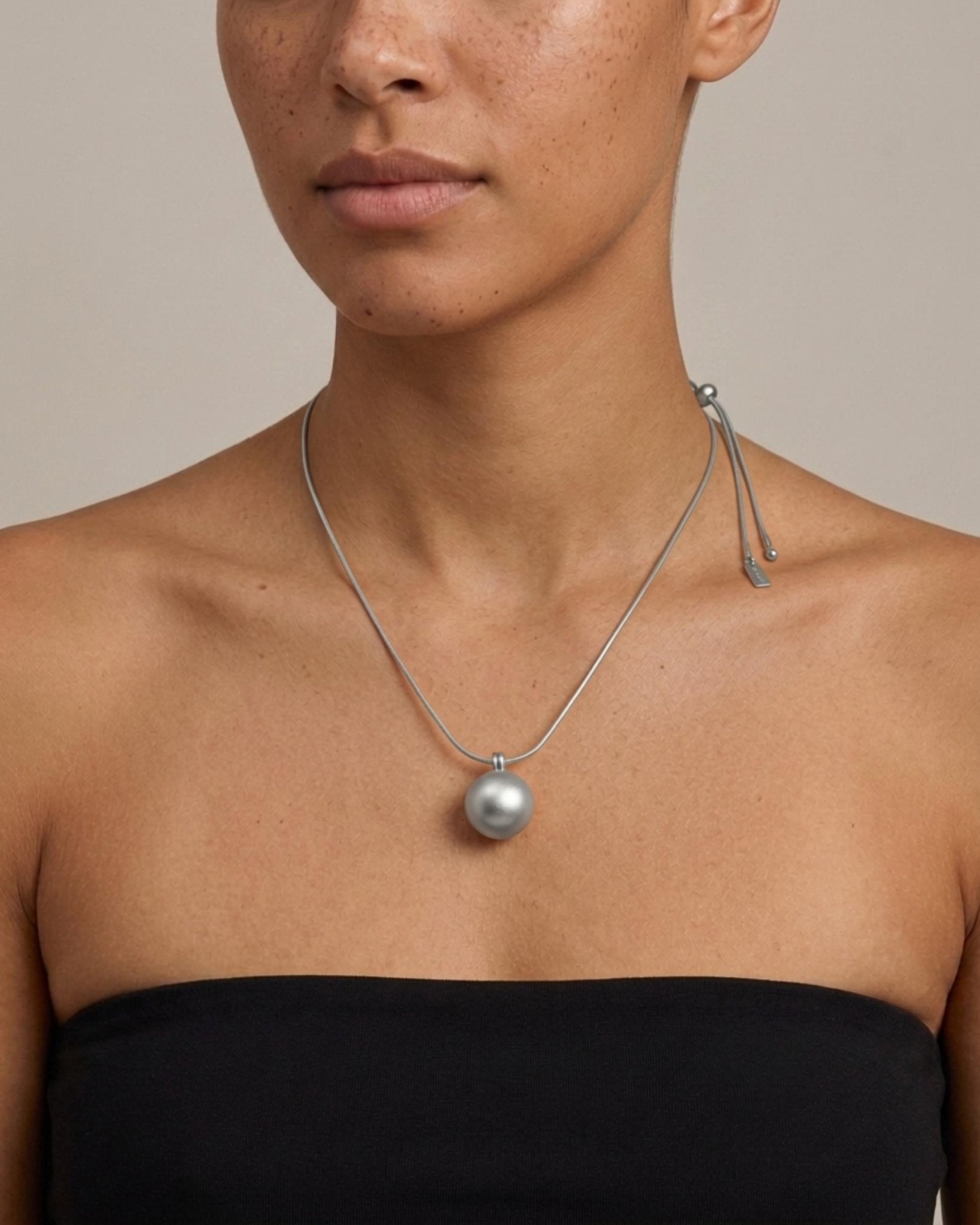 SIGNE Waterproof Silver Stainless Steel Necklace - Adjustable Chain & Sanded Finish - DANSK Copenhagen