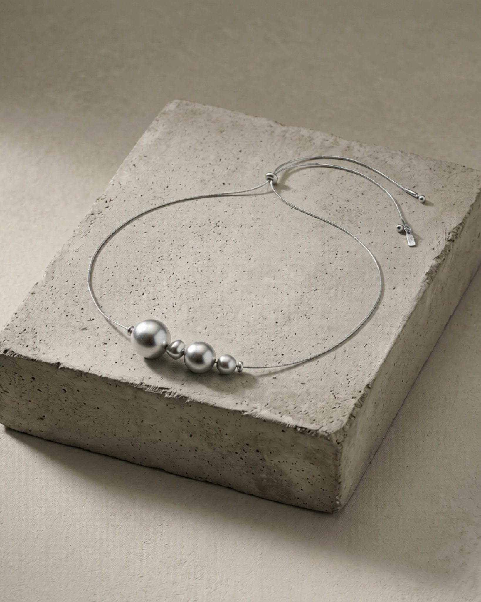 SIGNE Waterproof Silver Stainless Steel Original Necklace - Adjustable Chain & Sanded Finish - DANSK Copenhagen
