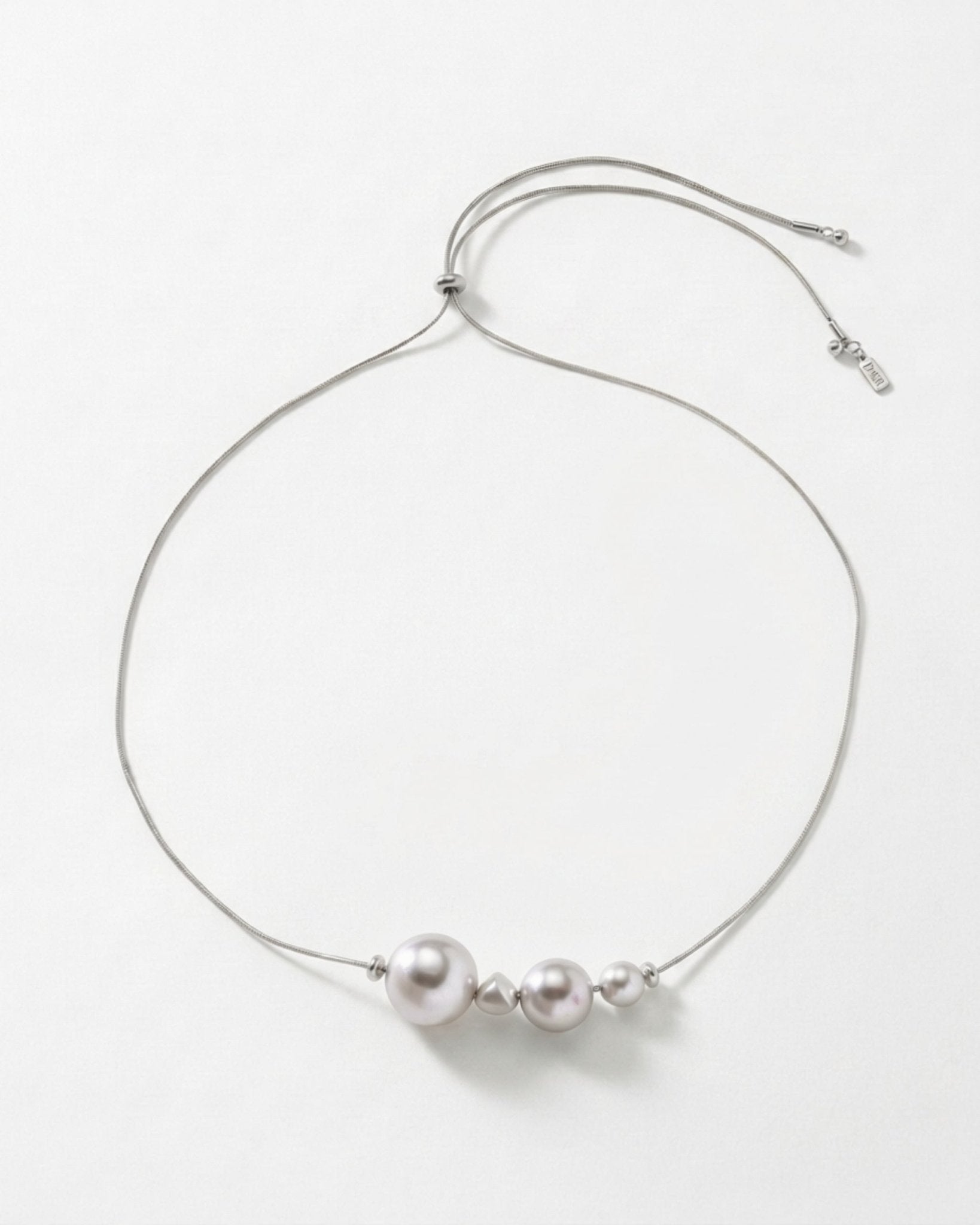 SIGNE Waterproof Silver Stainless Steel Original Necklace - Adjustable Chain & Sanded Finish - DANSK Copenhagen