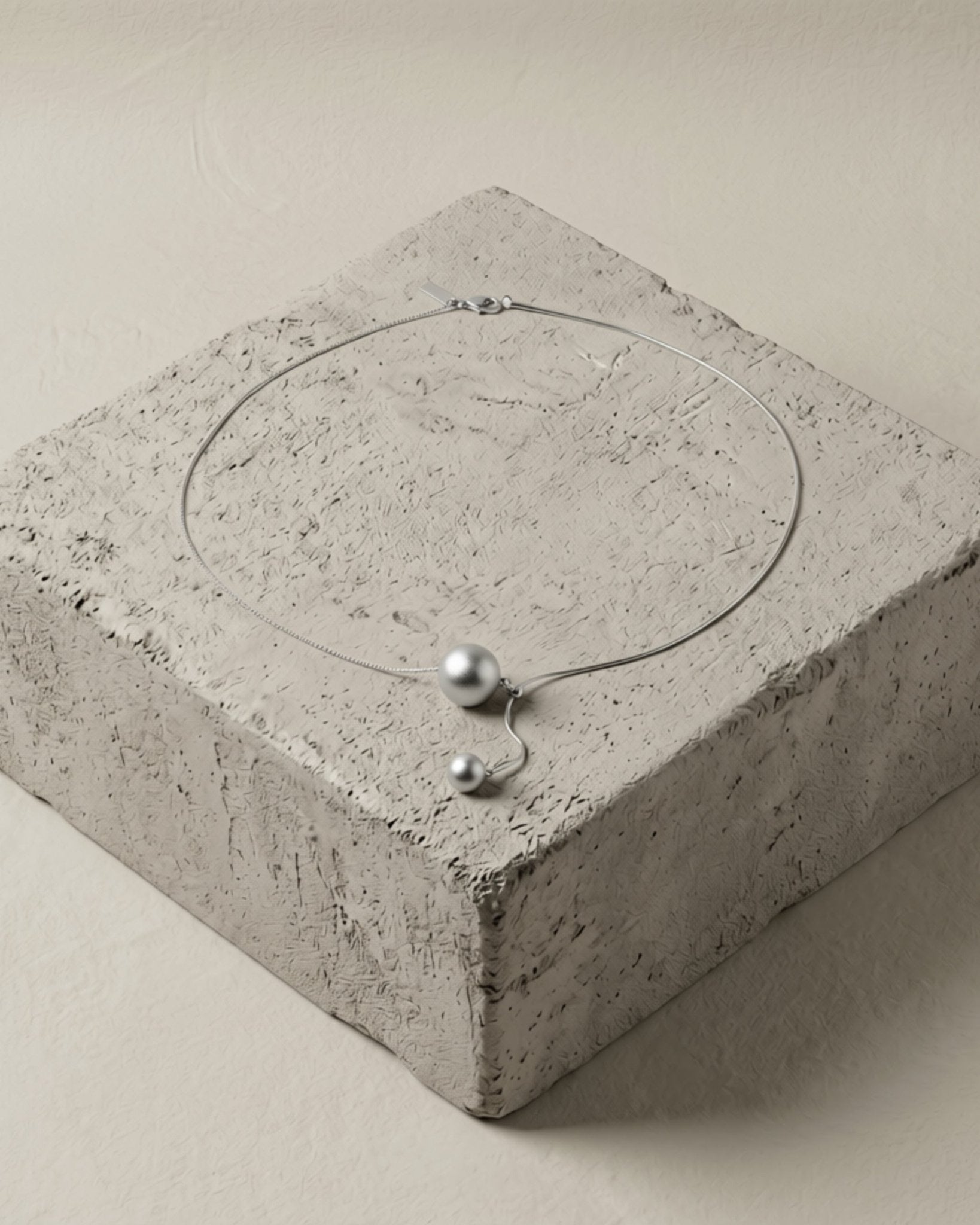 SIGNE Waterproof Silver Stainless Steel Simple Necklace - Sanded Finish - DANSK Copenhagen