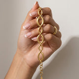 SIGRID Waterproof 18K Gold Plated Bracelet - Brushed Stainless Steel - DANSK Copenhagen