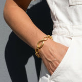 SIGRID Waterproof 18K Gold Plated Bracelet - Brushed Stainless Steel - DANSK Copenhagen