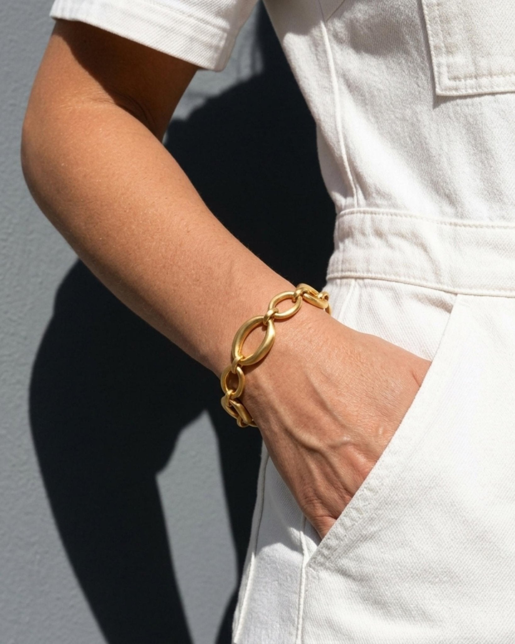 SIGRID Waterproof 18K Gold Plated Bracelet - Brushed Stainless Steel - DANSK Copenhagen