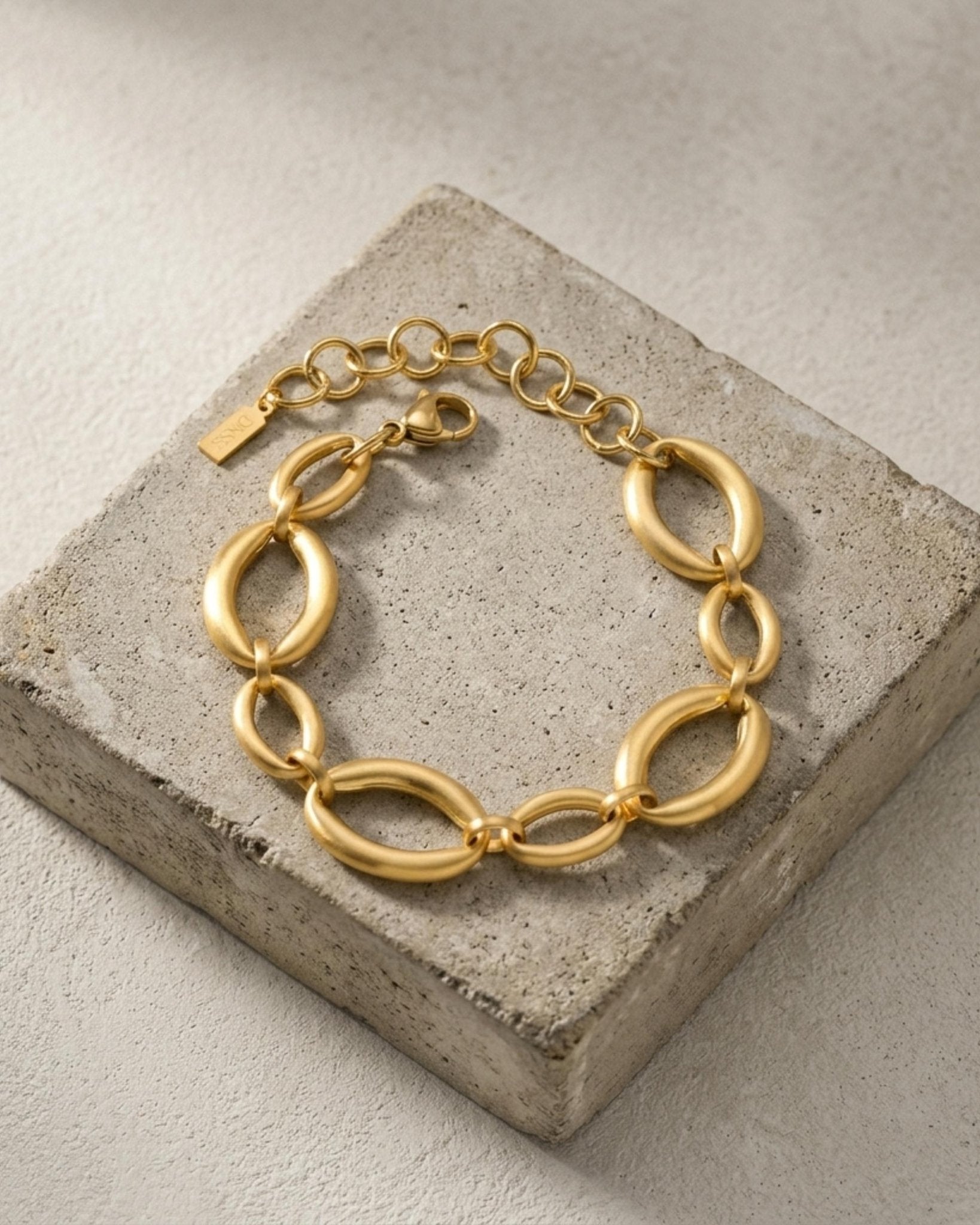 SIGRID Waterproof 18K Gold Plated Bracelet - Brushed Stainless Steel - DANSK Copenhagen