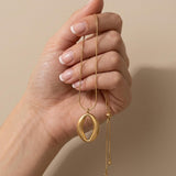 SIGRID Waterproof 18K Gold Plated Long Necklace - Adjustable Chain & Brushed Stainless Steel - DANSK Copenhagen