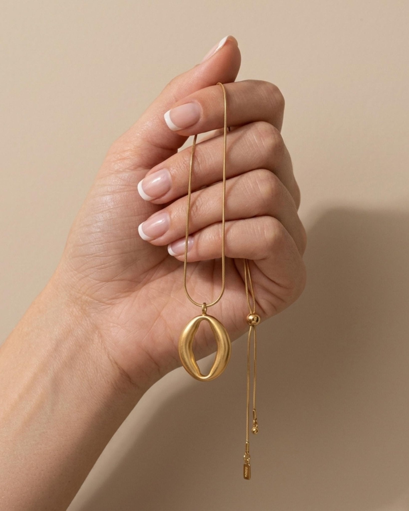 SIGRID Waterproof 18K Gold Plated Long Necklace - Adjustable Chain & Brushed Stainless Steel - DANSK Copenhagen