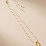 SIGRID Waterproof 18K Gold Plated Long Necklace - Adjustable Chain & Brushed Stainless Steel - DANSK Copenhagen