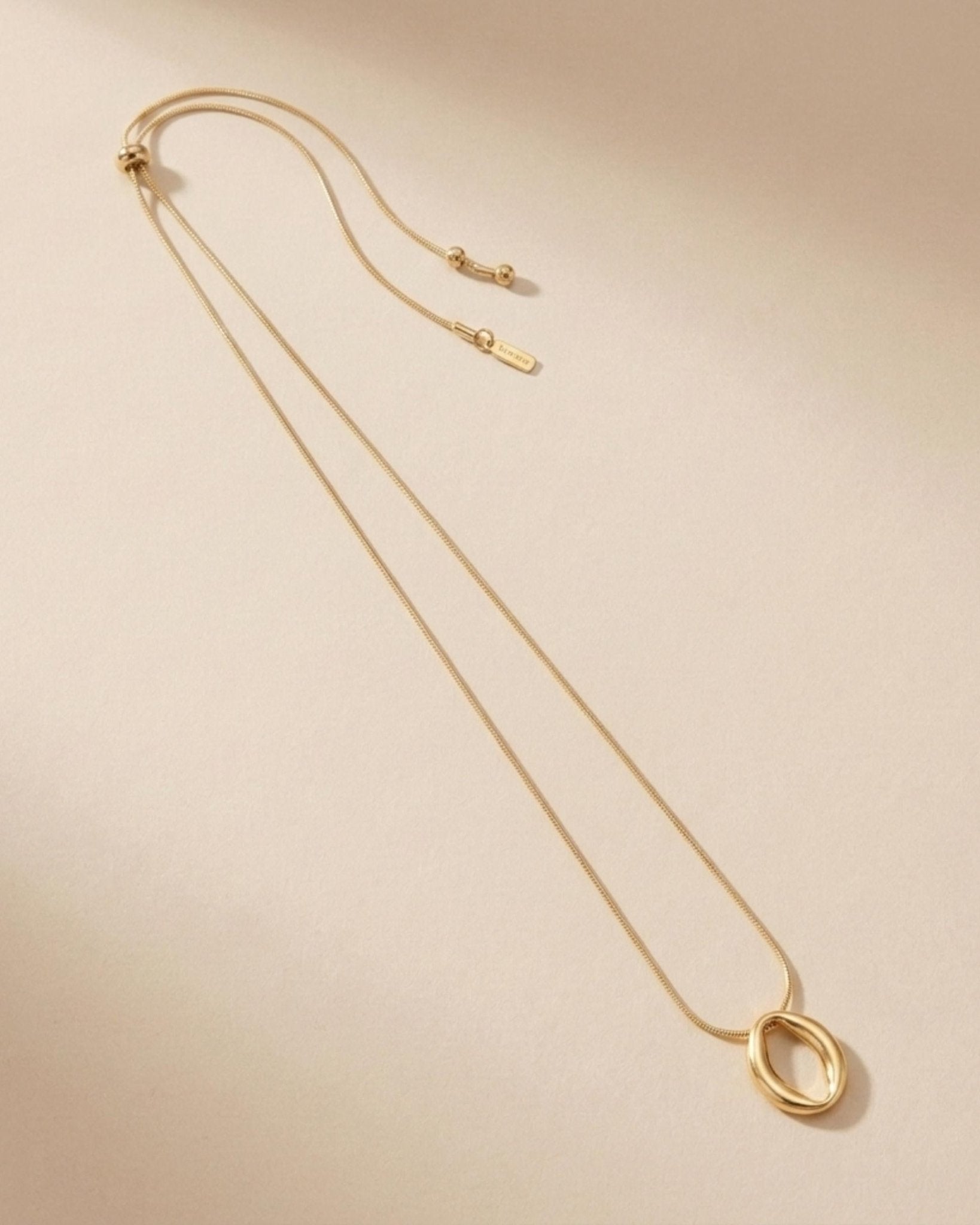 SIGRID Waterproof 18K Gold Plated Long Necklace - Adjustable Chain & Brushed Stainless Steel - DANSK Copenhagen