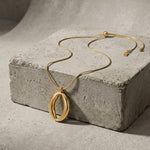 SIGRID Waterproof 18K Gold Plated Long Necklace - Adjustable Chain & Brushed Stainless Steel - DANSK Copenhagen
