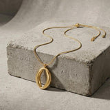 SIGRID Waterproof 18K Gold Plated Long Necklace - Adjustable Chain & Brushed Stainless Steel - DANSK Copenhagen