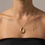 SIGRID Waterproof 18K Gold Plated Long Necklace - Adjustable Chain & Brushed Stainless Steel - DANSK Copenhagen