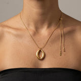 SIGRID Waterproof 18K Gold Plated Long Necklace - Adjustable Chain & Brushed Stainless Steel - DANSK Copenhagen