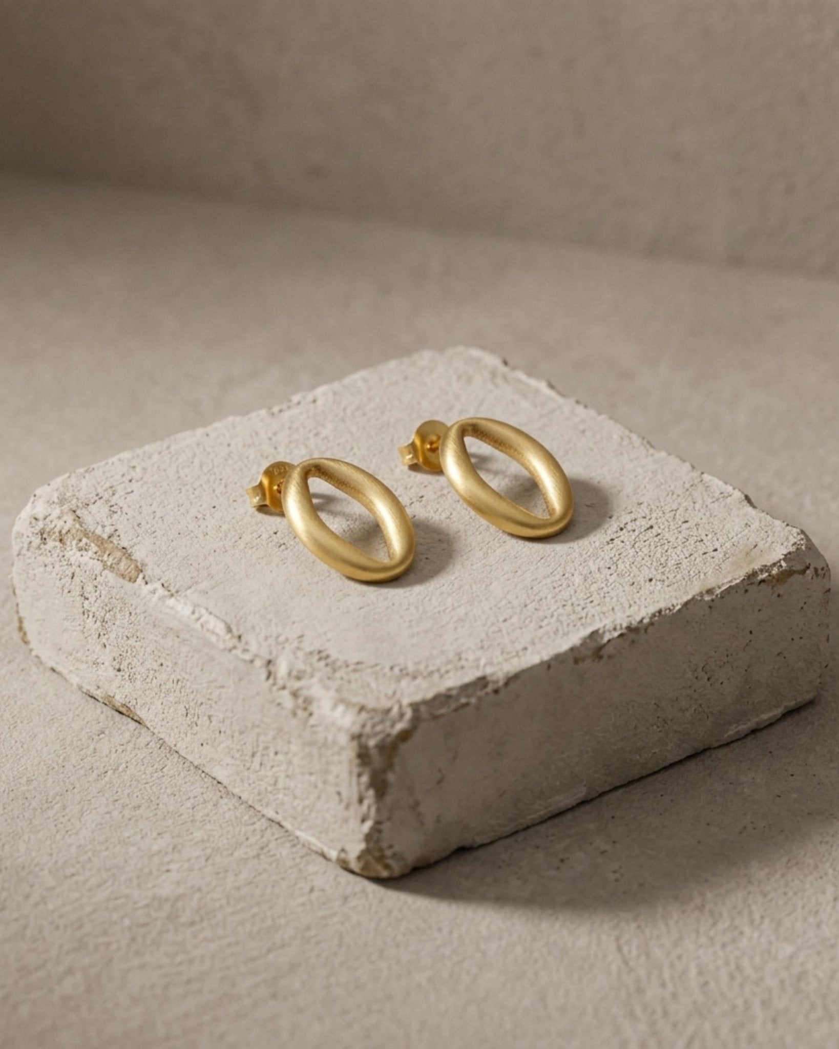 SIGRID Waterproof 18K Gold Plated Post Earring - Brushed Stainless Steel - DANSK Copenhagen