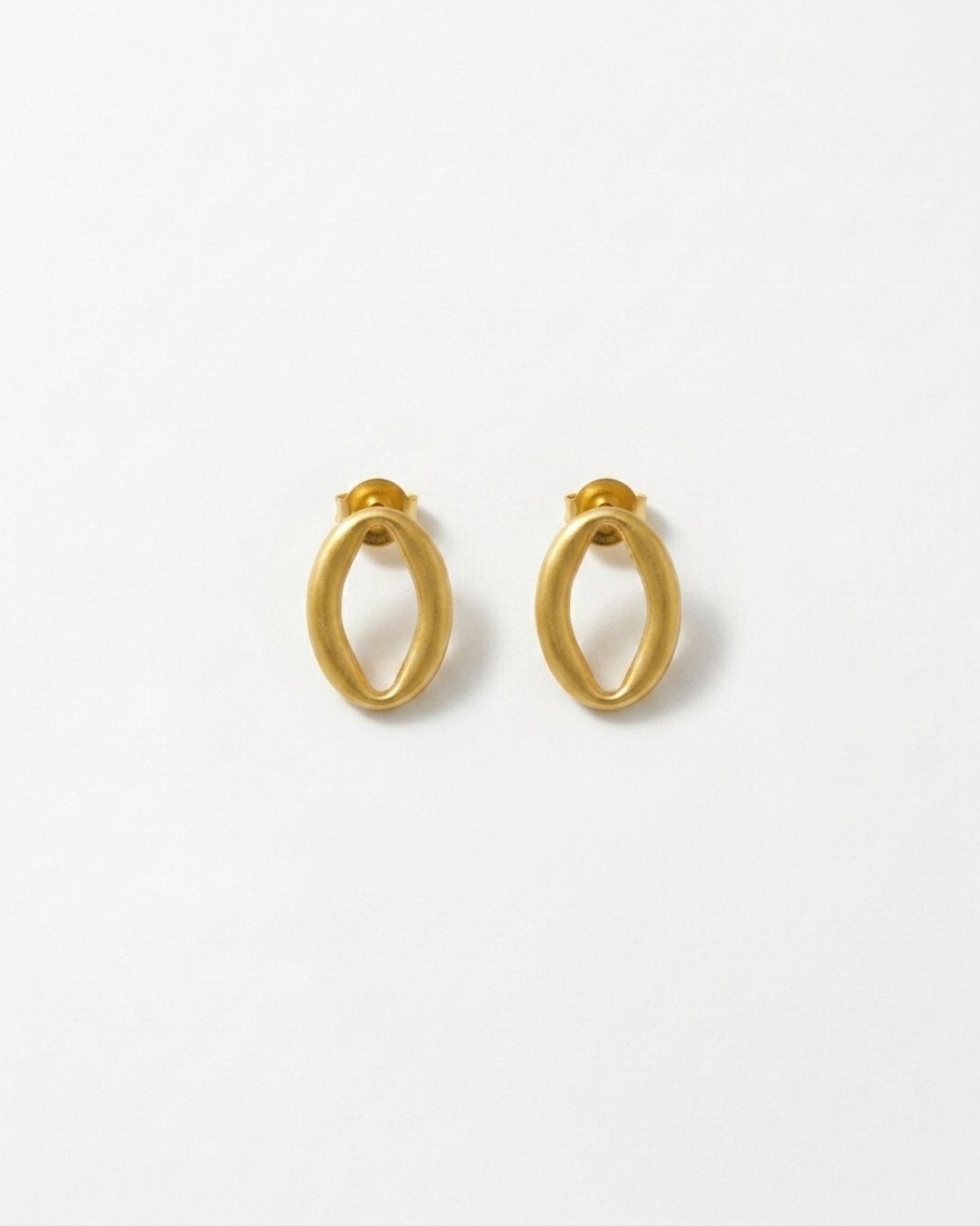 SIGRID Waterproof 18K Gold Plated Post Earring - Brushed Stainless Steel - DANSK Copenhagen