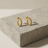 SIGRID Waterproof 18K Gold Plated Post Earring - Brushed Stainless Steel - DANSK Copenhagen