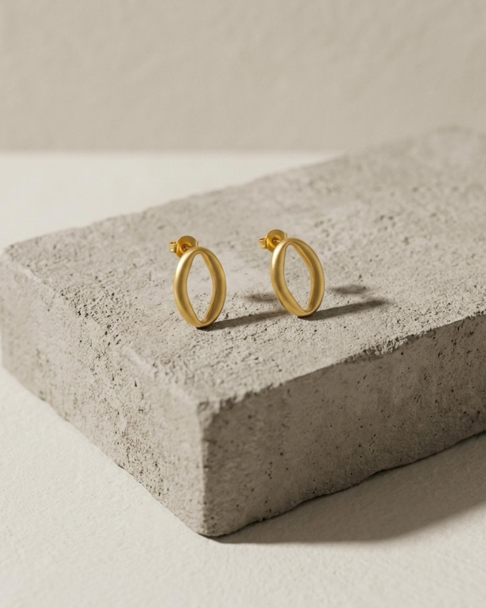 SIGRID Waterproof 18K Gold Plated Post Earring - Brushed Stainless Steel - DANSK Copenhagen