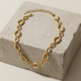 SIGRID Waterproof 18K Gold Plated Short Necklace - Brushed Stainless Steel - DANSK Copenhagen