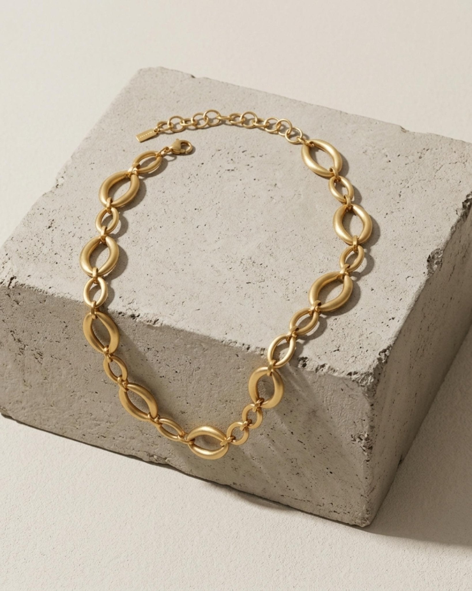 SIGRID Waterproof 18K Gold Plated Short Necklace - Brushed Stainless Steel - DANSK Copenhagen