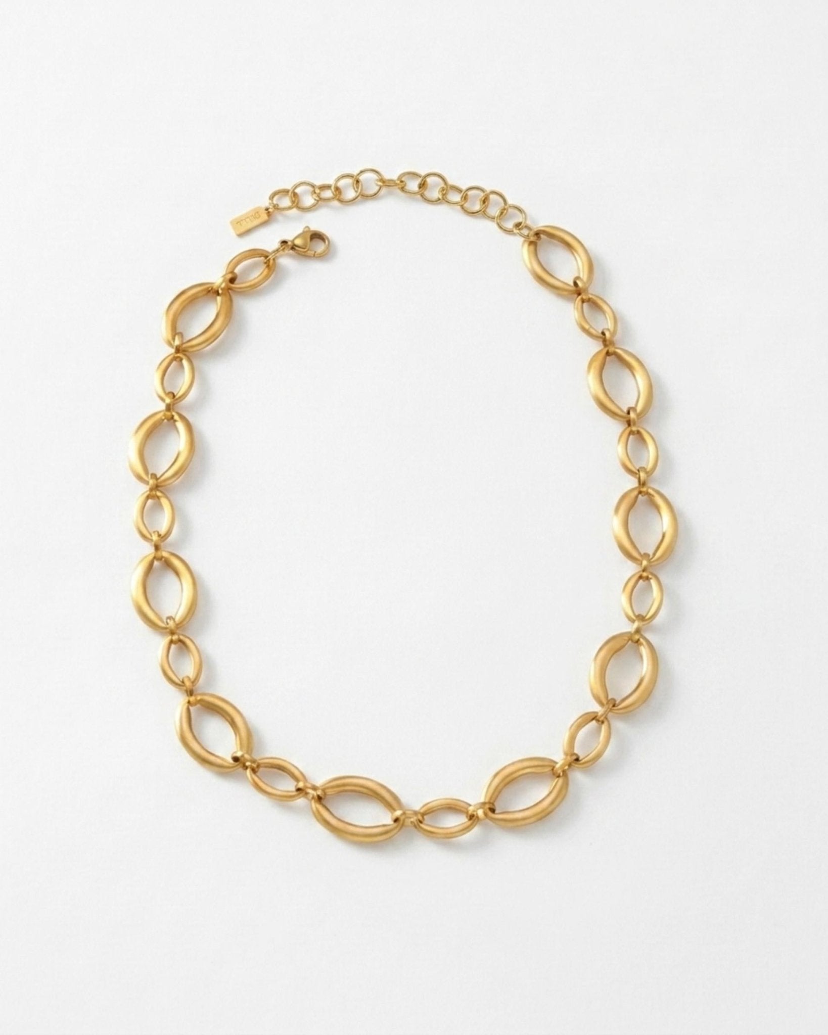 SIGRID Waterproof 18K Gold Plated Short Necklace - Brushed Stainless Steel - DANSK Copenhagen