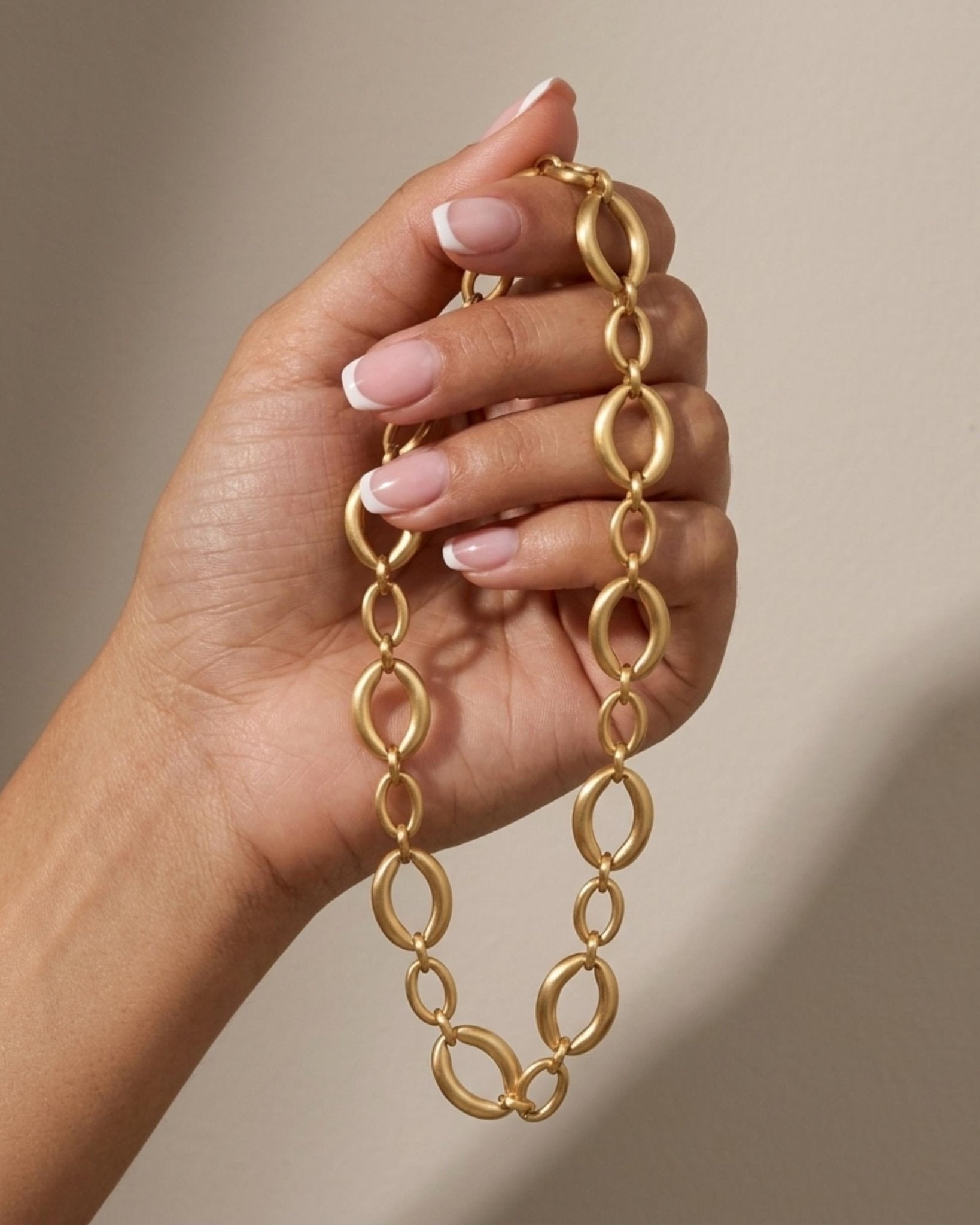 SIGRID Waterproof 18K Gold Plated Short Necklace - Brushed Stainless Steel - DANSK Copenhagen