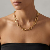 SIGRID Waterproof 18K Gold Plated Short Necklace - Brushed Stainless Steel - DANSK Copenhagen