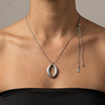 SIGRID Waterproof Silver Stainless Steel Long Necklace - Adjustable Chain & Brushed Finish - DANSK Copenhagen